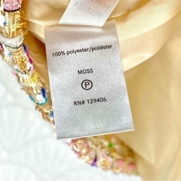 Venus Multi-Colored Tweed Lined  Metallic Gold Trimmings Mini Skirt (size 12) - Picture 5 of 6